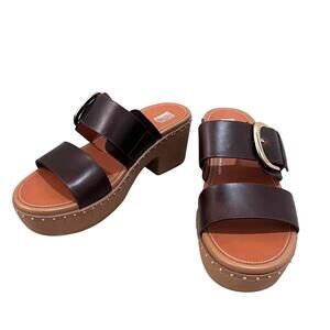 Fit Flop Pilar Leather Sandals Women's size 8 Chocolate Brown